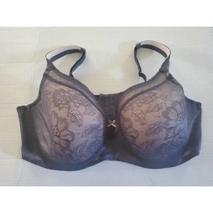 Cacique Lane Bryant 44DDD Lightly Lined Bow Pink Blue Lacy Balconette Bra